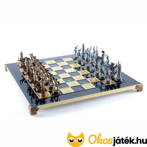 Manopoulos exkluzív, egyedi sakk készlet fém - sárgaréz figurákkal 